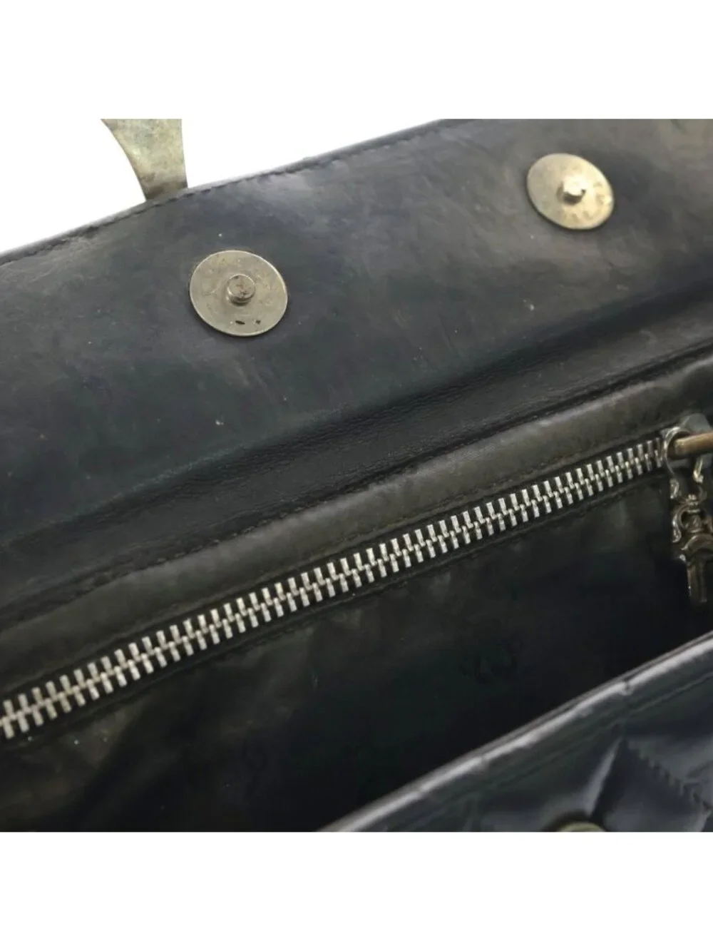 Chrome Hearts Dinner LG CH Cross Leather Handbag Black with Cloth